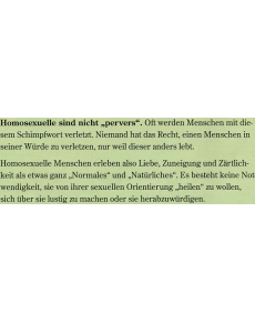 Beispiel 3:  Homosexualitt "politisch korrekt" aber kein Bezug zur Bibel
